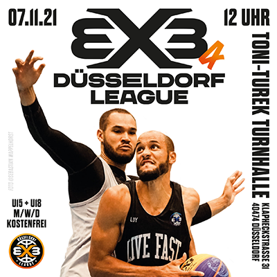 Social Media Post 3x3 Düsseldorf League 4 am 7.11.2021 in der Toni-Turek Turnhalle in Düsseldorf