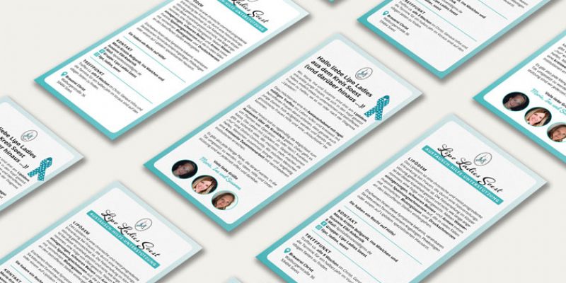 Projektvorschau: Flyer in türkis, verlinkt zur Detailseite.