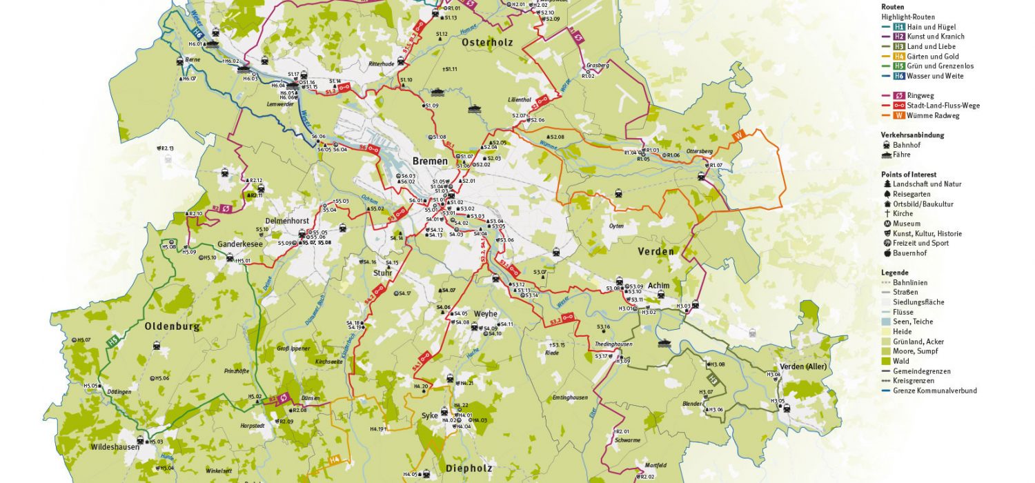 Radkarte GrünerRing Bremen Niedersachsen