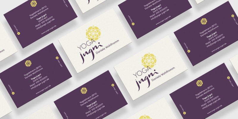 Projektvorschau Grafikdesign: Visitenkarten für Yoga Jugni, verlinkt zur Detailseite