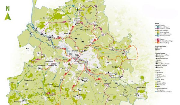 Radkarte GrünerRing Bremen Niedersachsen